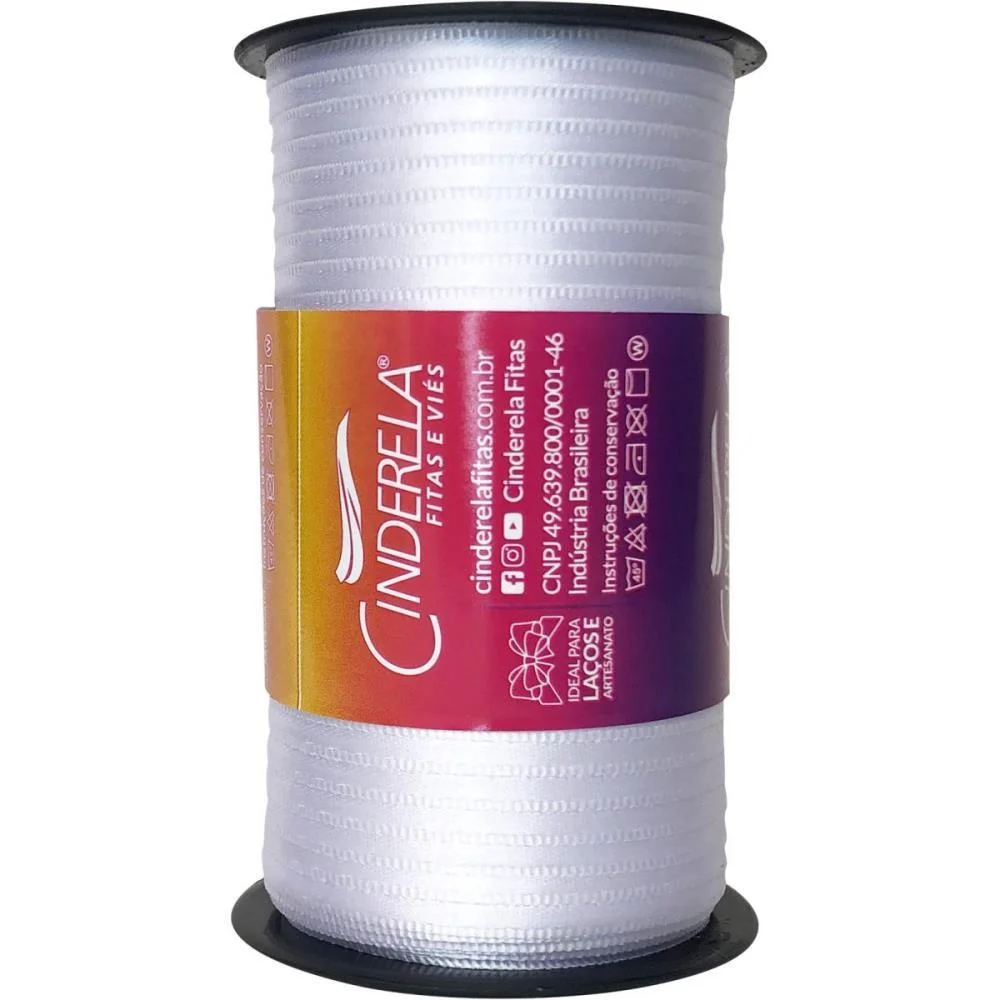 Fita De Cetim 04Mm 100M. Branco Cinderela - imagem 3