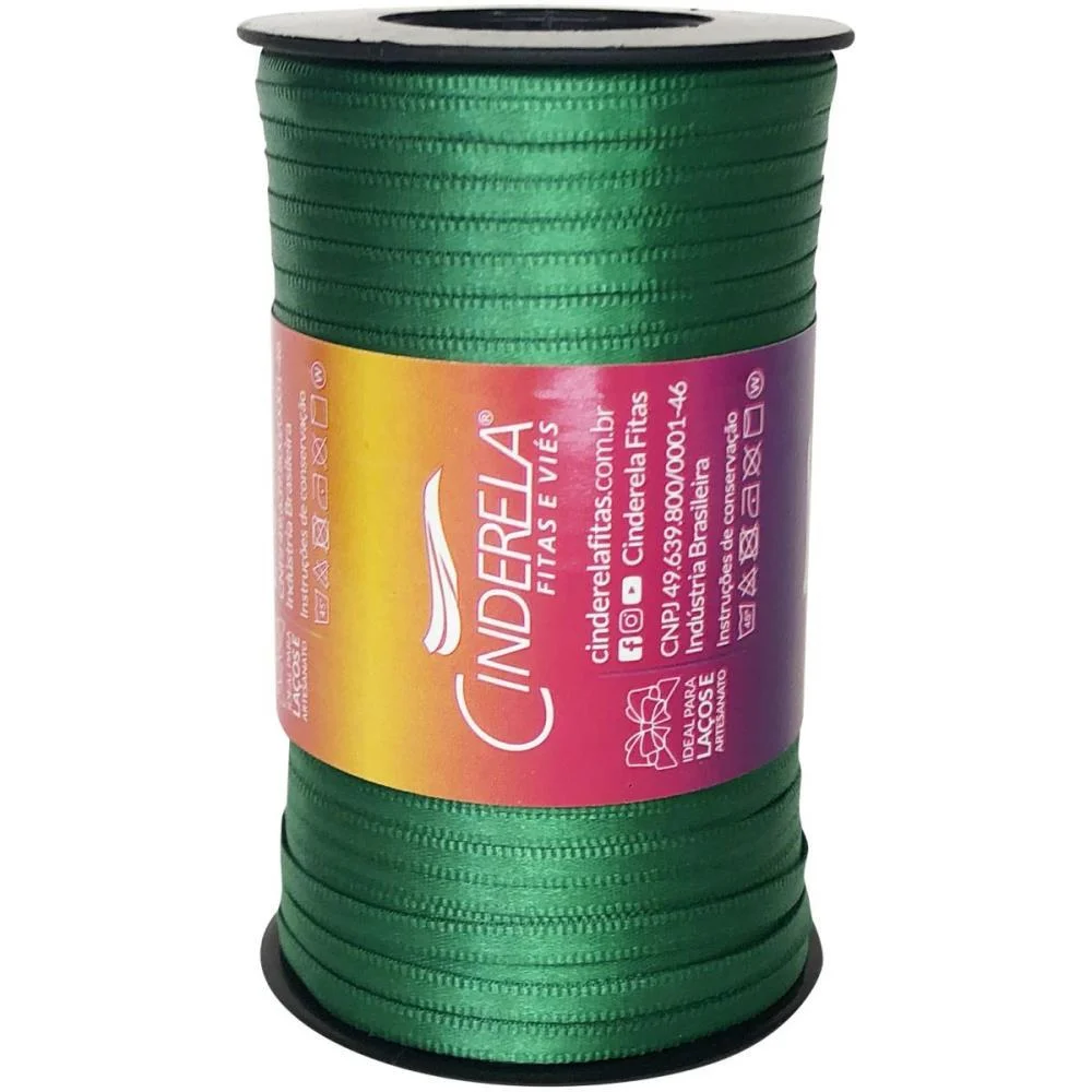 Fita De Cetim 04Mm 100M. Verde Bandeira Cinderela - imagem 3