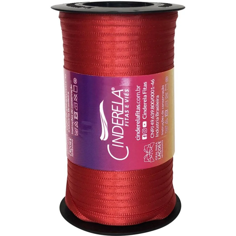 Fita De Cetim 04Mm 100M. Vermelho Paixao Cinderela - imagem 2