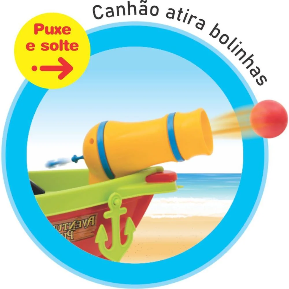 Brinquedo Educativo Barco Aventura Pirata 43Cm. Merco Toys - imagem 5