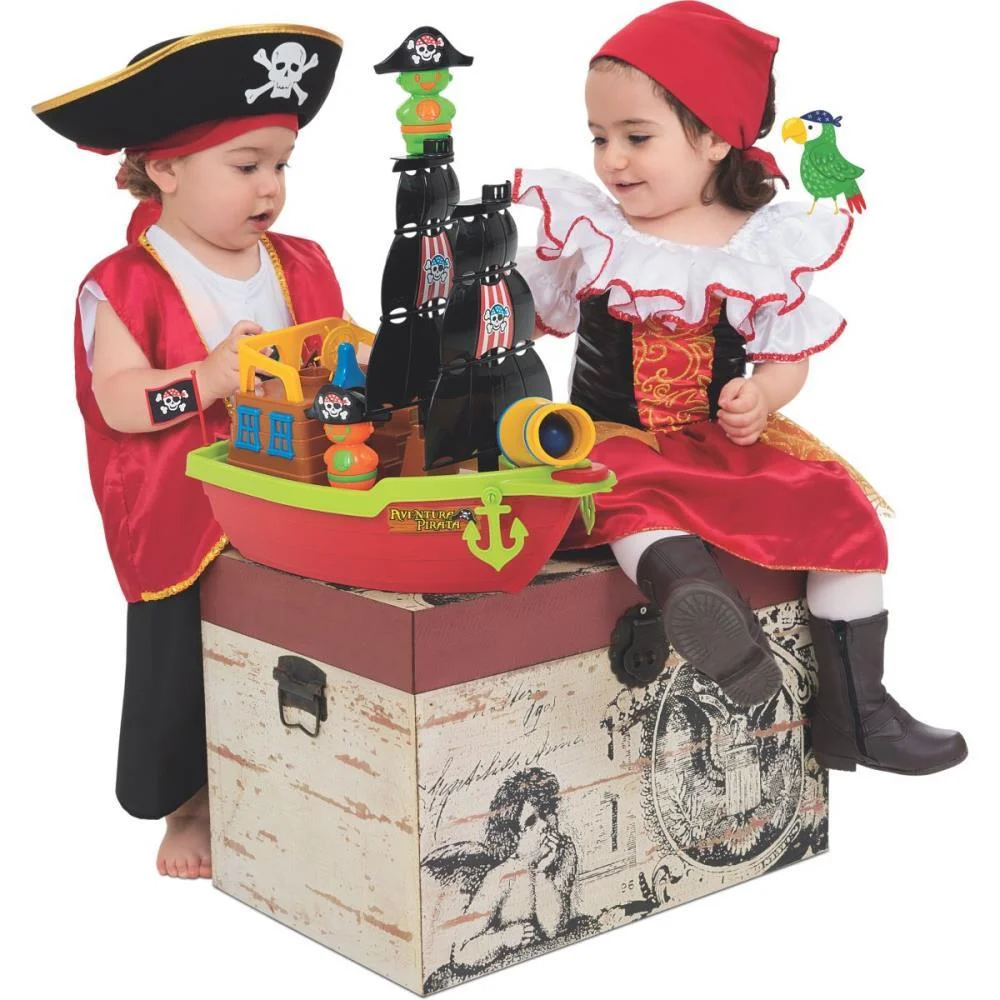 Brinquedo Educativo Barco Aventura Pirata 43Cm. Merco Toys - imagem 6