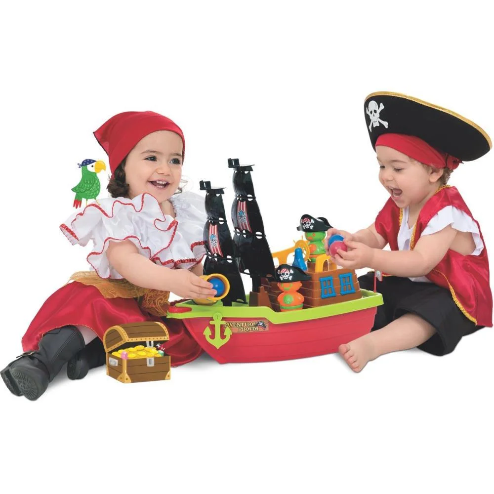 Brinquedo Educativo Barco Aventura Pirata 43Cm. Merco Toys - imagem 7