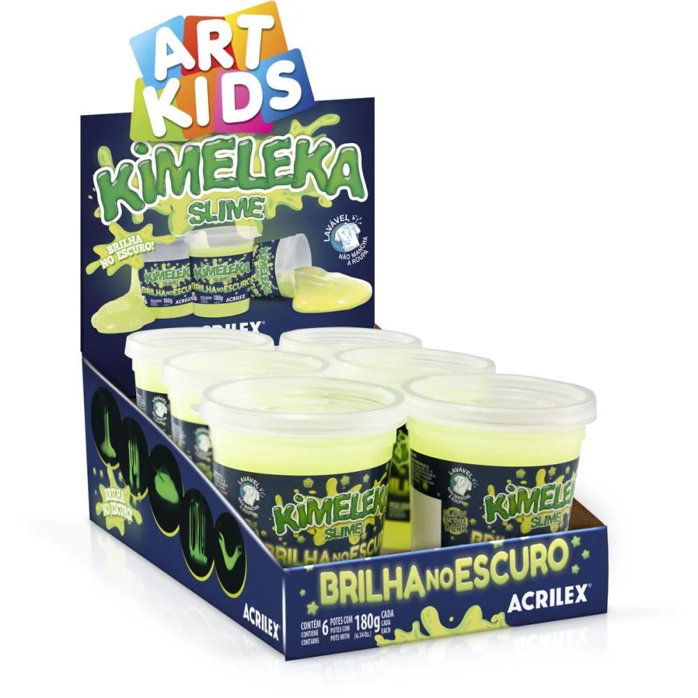 Slime Kimeleka Glow The Dark Brilha Acrilex C/ 6 Unidades - imagem 4