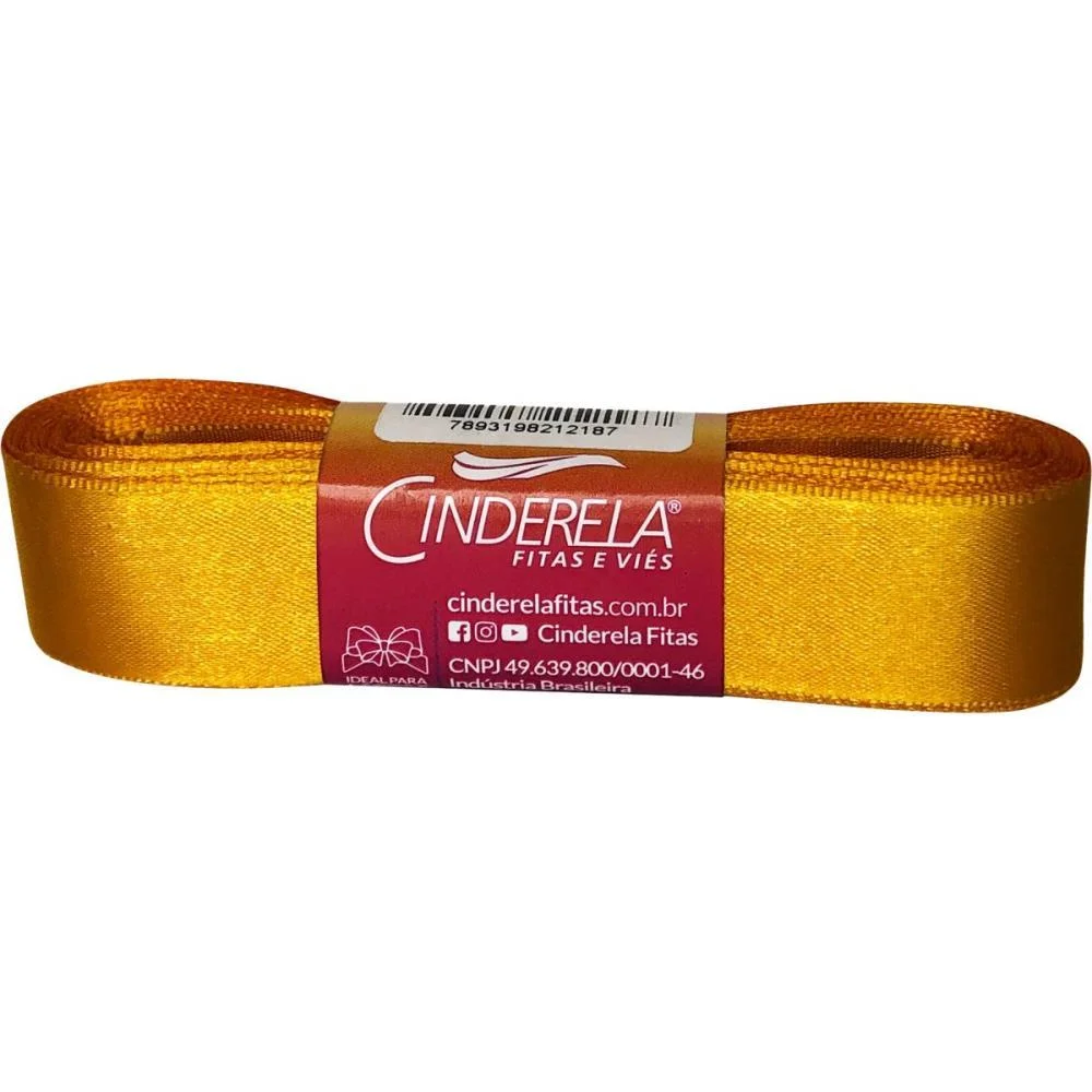 Fita De Cetim 22Mm 10M. Amarelo Cinderela - imagem 2