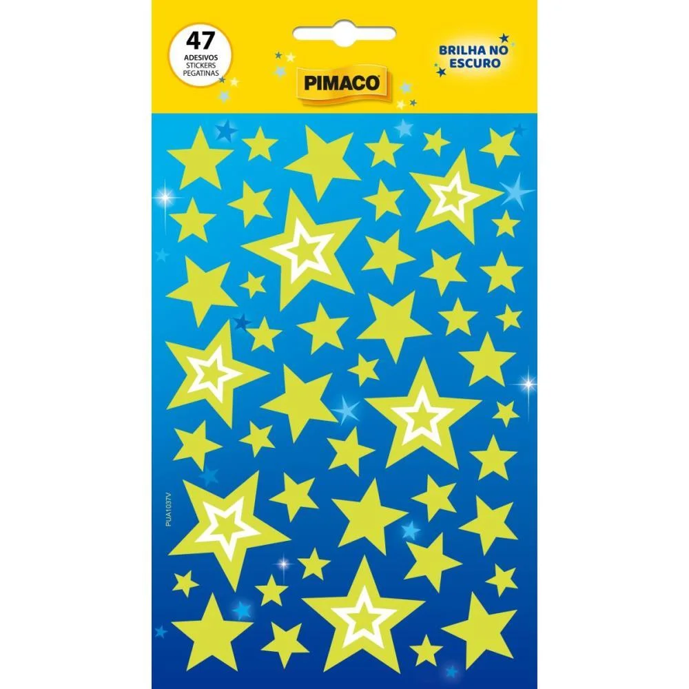 Adesivos Decorados Estrela Brilha Escuro 47 Etiq Pimaco (Cartela) - imagem 3