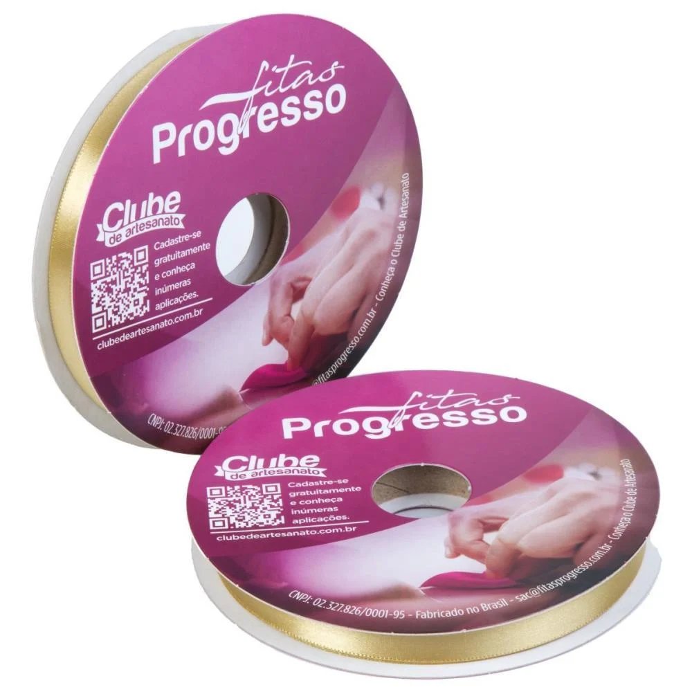 Fita De Cetim 10Mm 50M. Ouro Fitas Progresso (Rolo) - imagem 3