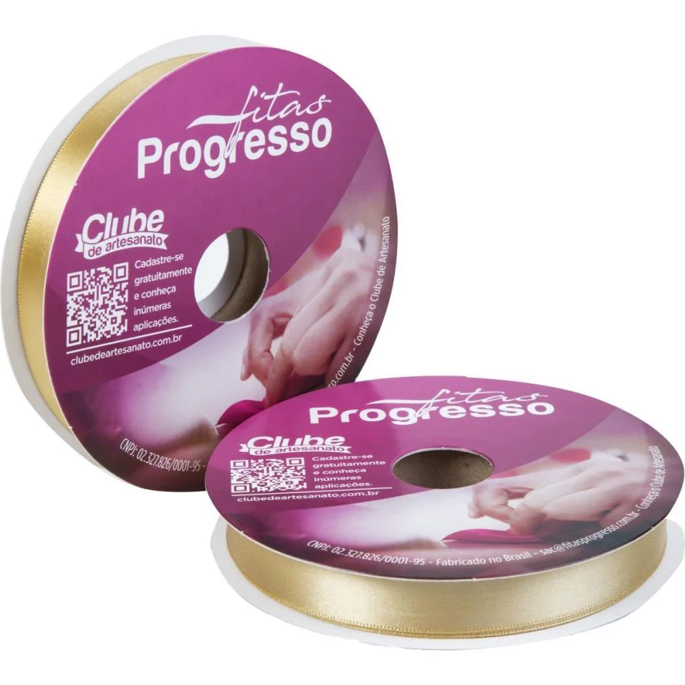 Fita De Cetim 15Mm 50M. Ouro Fitas Progresso (Rolo) - imagem 3