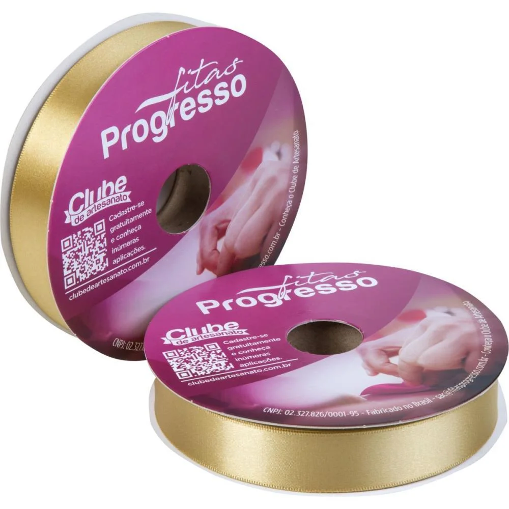 Fita De Cetim 22Mm 50M. Ouro Fitas Progresso (Rolo) - imagem 2