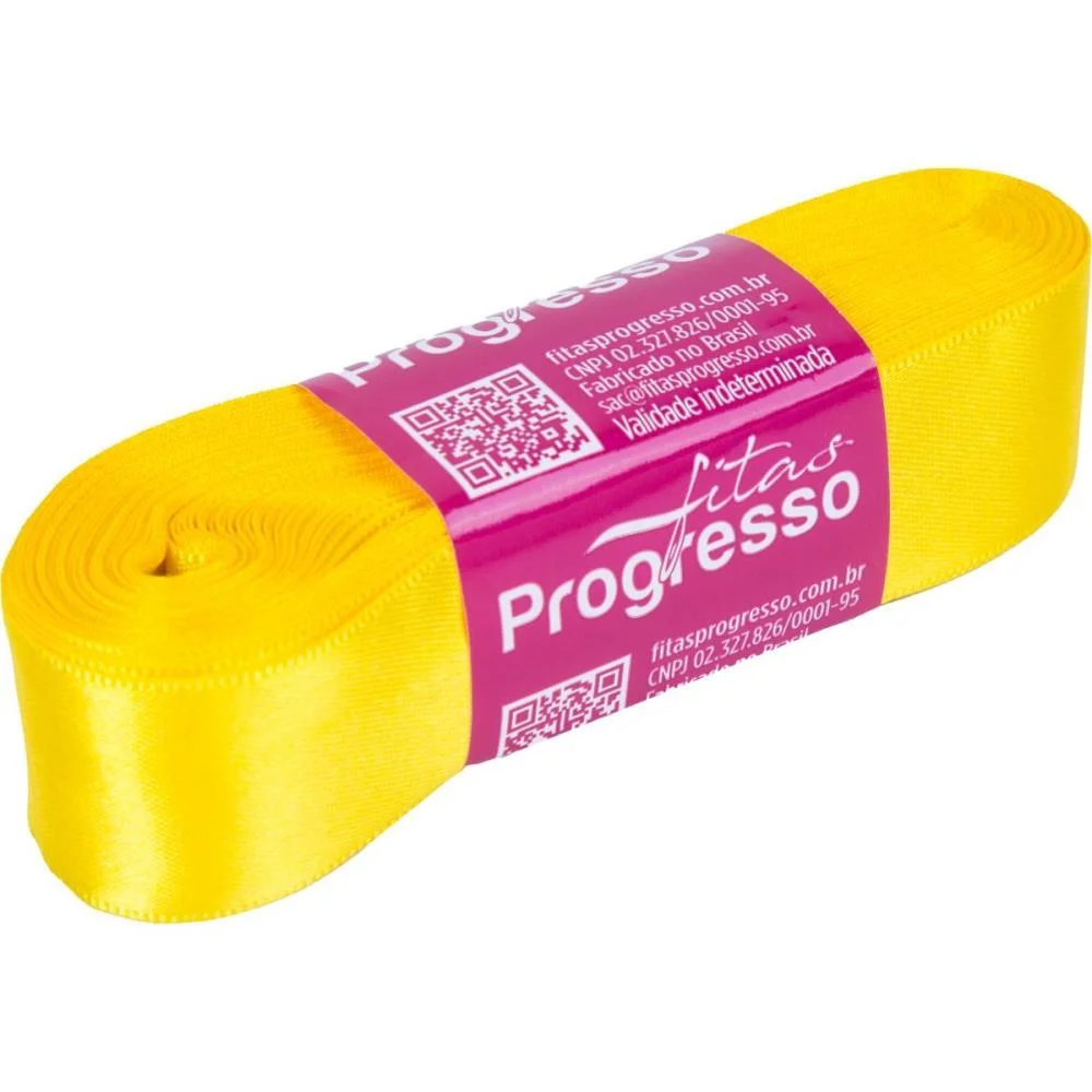 Fita De Cetim 22Mm 10M. Amarelo Gema Fitas Progresso - imagem 2