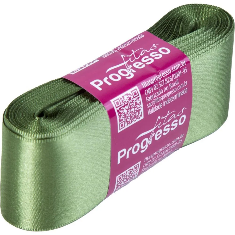 Fita De Cetim 38Mm 10M. Verde Militar Fitas Progresso - imagem 2