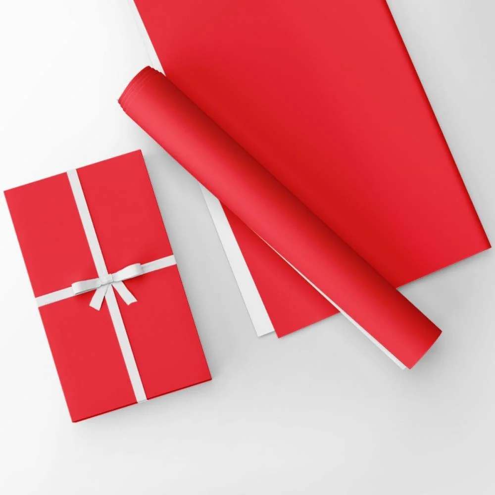 Papel Presente Bobina Couche 40Cm. Mod.717 Vermelho Gessele (Bo-100Mts) - imagem 4