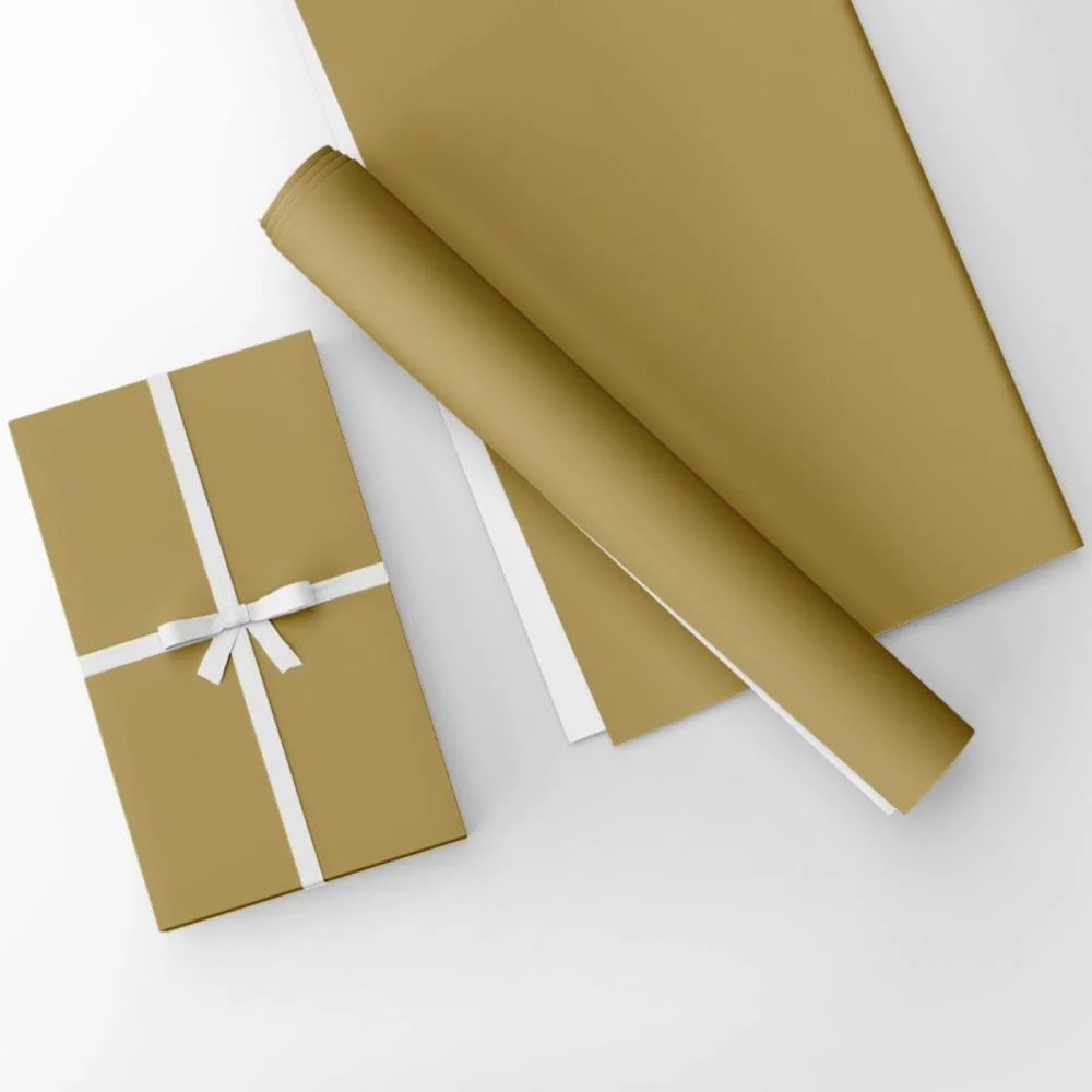 Papel Presente Bobina Couche 40Cm. Mod.400 Dourado Gessele (Bo-100Mts) - imagem 4
