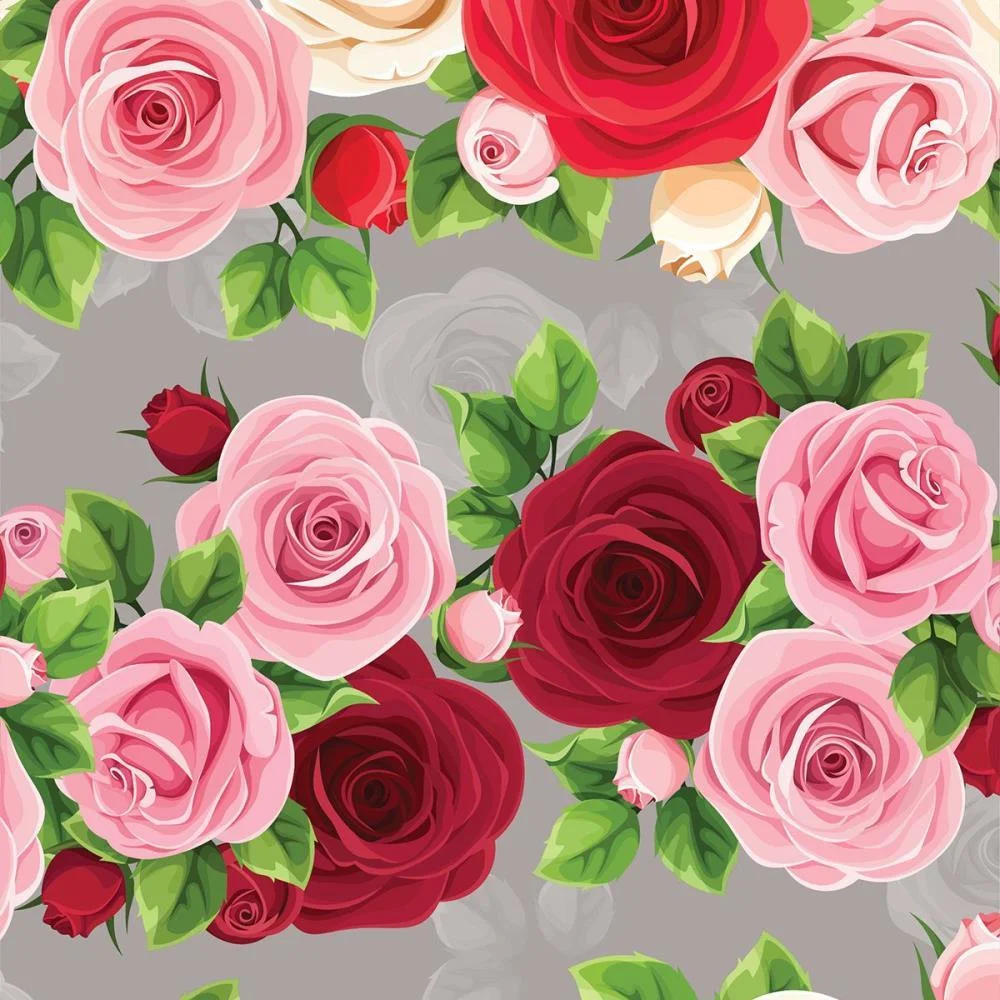Papel Presente Bobina Couche 60Cm. Mod.218 Rosas Gessele (Bo-100Mts) - imagem 2