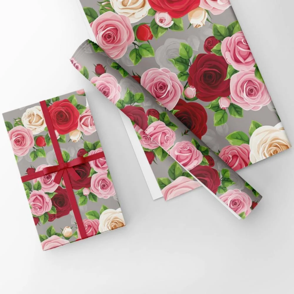 Papel Presente Bobina Couche 60Cm. Mod.218 Rosas Gessele (Bo-100Mts) - imagem 4