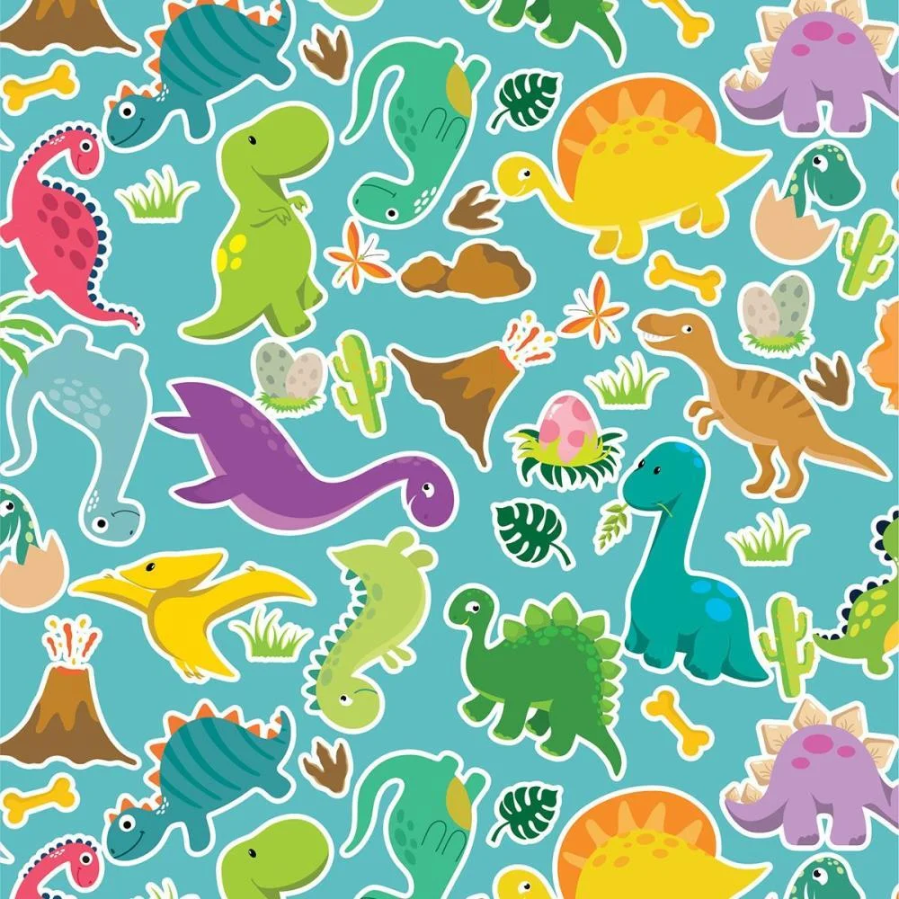 Papel Presente Bobina Couche 60Cm. Mod.142 Dinossauros Gessele (Bo-100Mts) - imagem 2