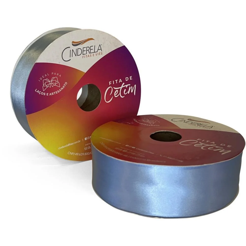 Fita De Cetim 38Mm 50M. Azul Claro Cinderela - imagem 2