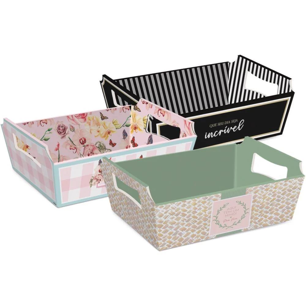 Cesta De Papel Sortida Tam Mg 27X18,5X9,5Cm Cromus (Pct.c/10) - imagem 2