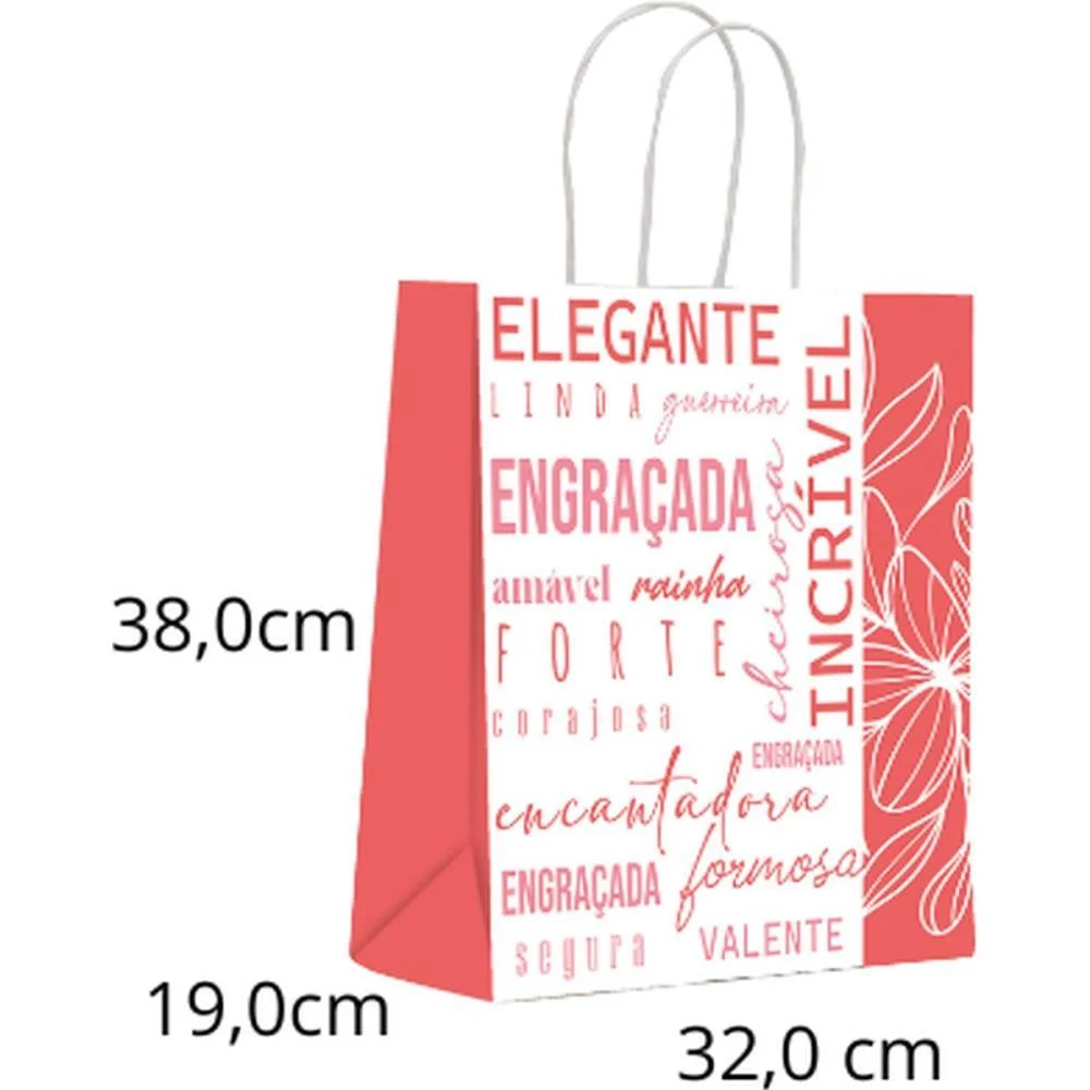 Sacola Para Presente Decorada Virtudes G 32X38X19Cm Scrity (Pct.c/10) - imagem 3