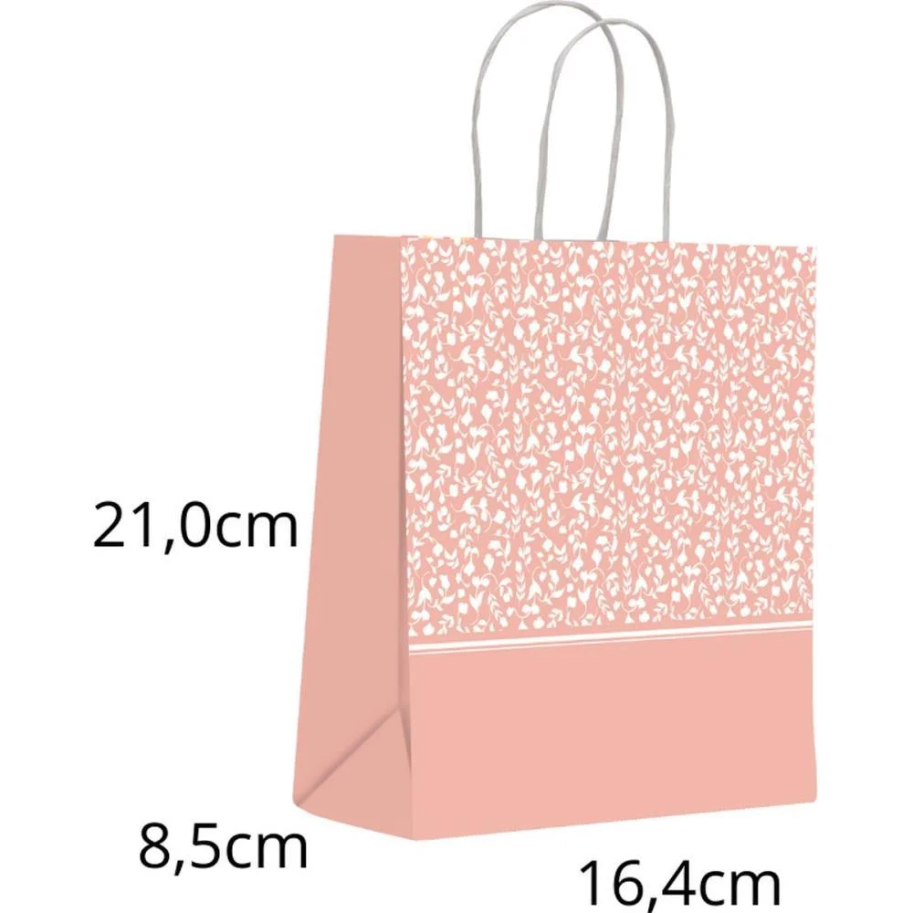 Sacola Para Presente Decorada Nude Rosas P 16X21X8Cm Scrity (Pct.c/10) - imagem 2