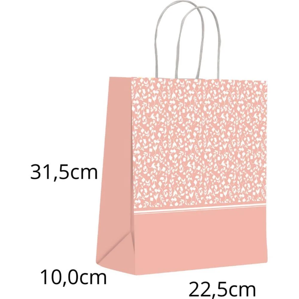Sacola Para Presente Decorada Nude Rosas M 22X31X10Cm Scrity (Pct.c/10) - imagem 3