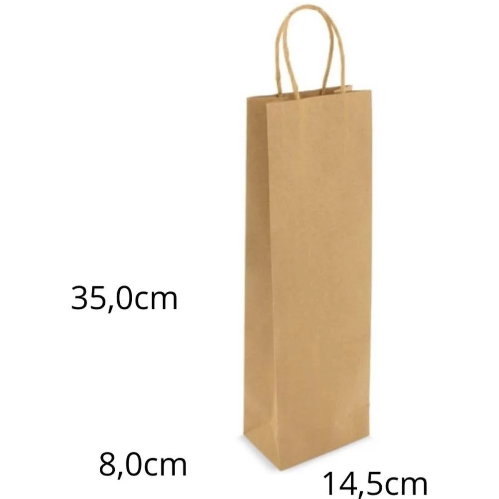 Embalagem Para Garrafa Sacola Kraft 37,5X14,5X8Cm Scrity (Pct.c/10) - imagem 2