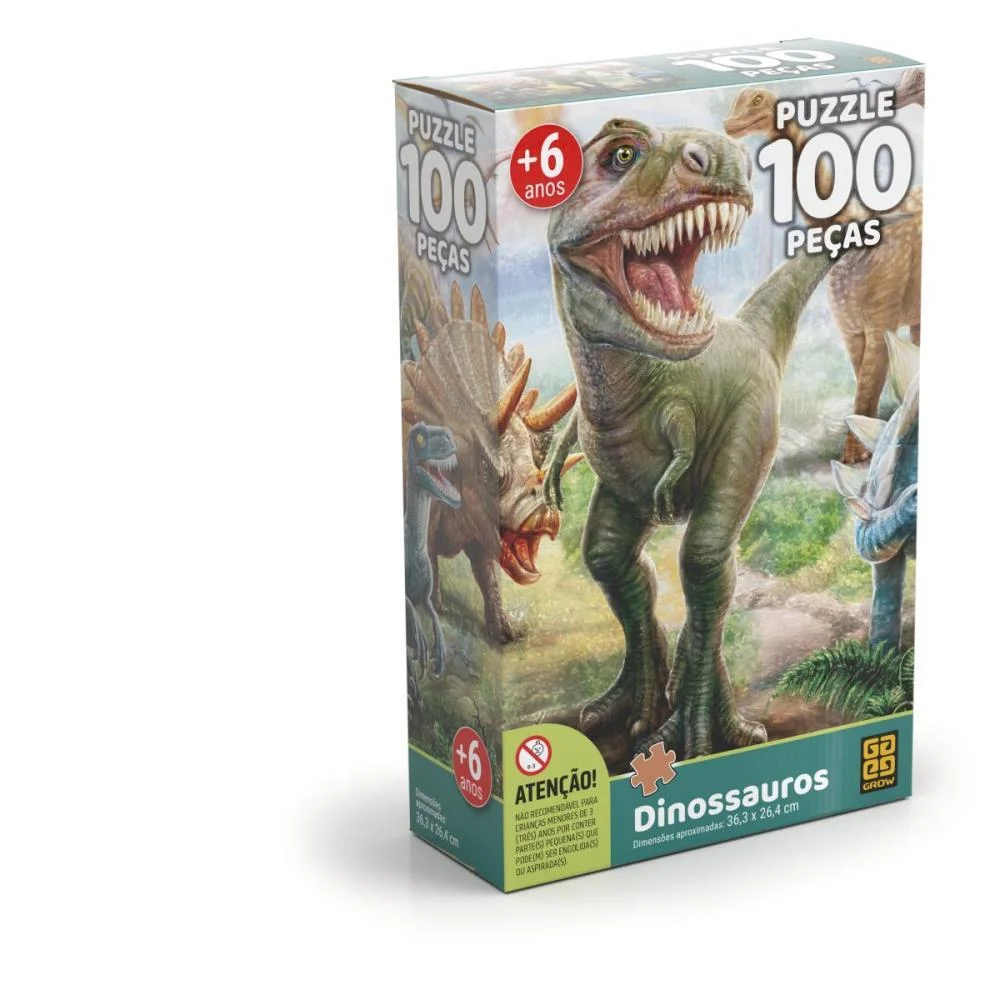 Quebra-Cabeca Cartonado Dinossauro 100 Pcs Grow - imagem 3