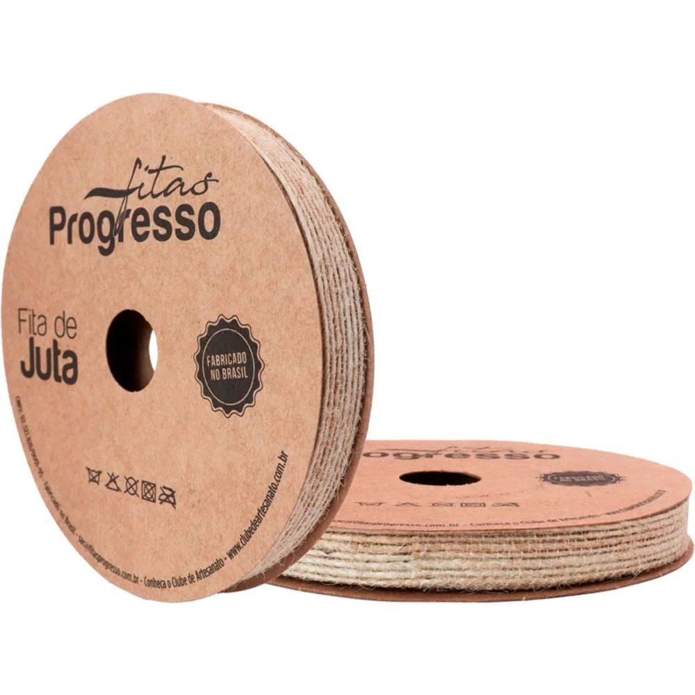 Fita Aramada De Juta 10Mmx10M. Cru Natural Fitas Progresso (Rolo) - imagem 2