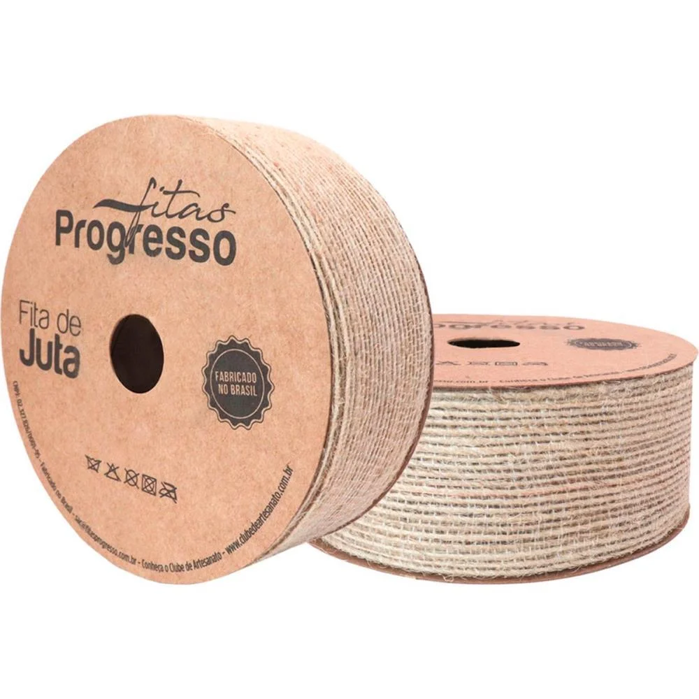 Fita Aramada De Juta 38Mmx10M. Cru Natural Fitas Progresso (Rolo) - imagem 3