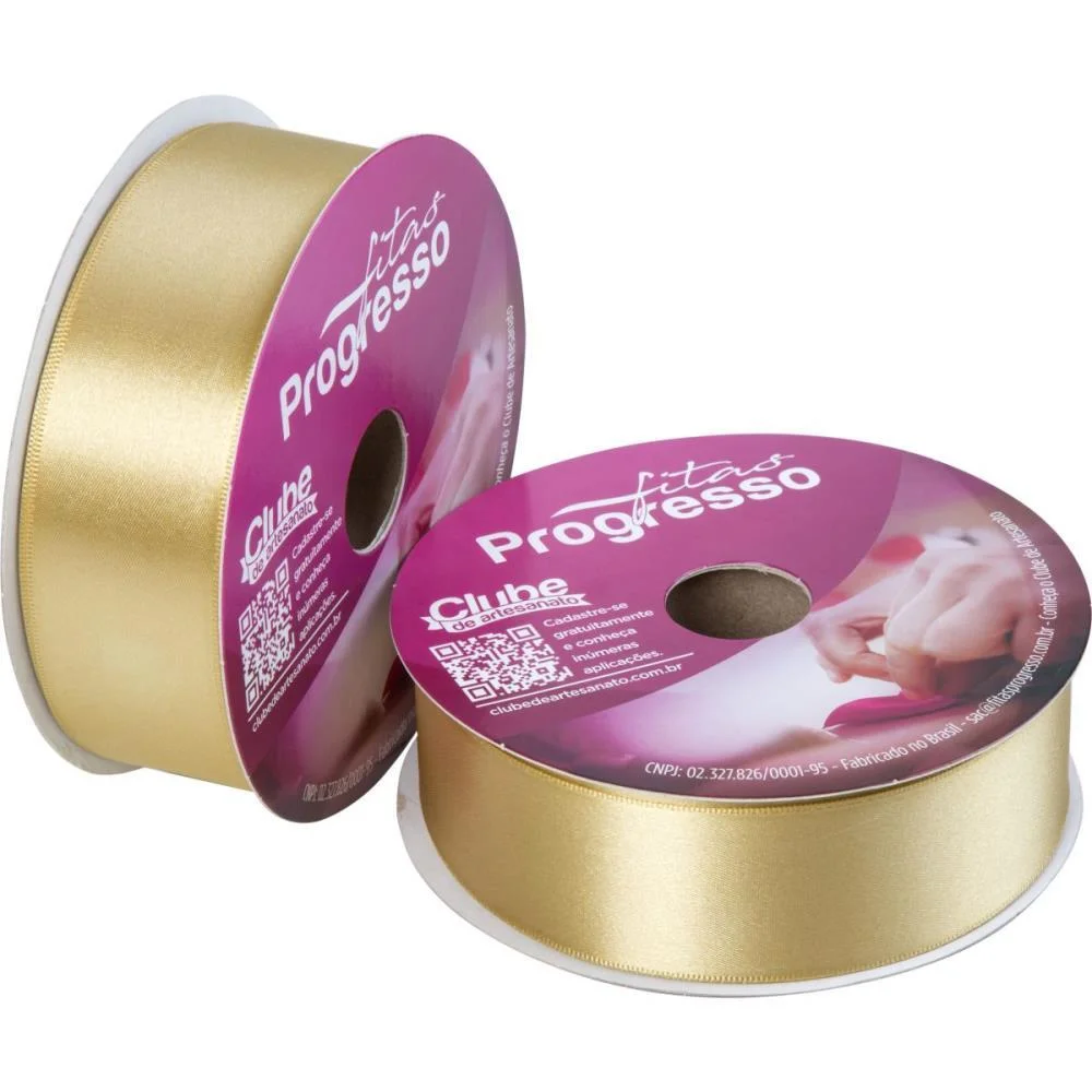 Fita De Cetim 38Mm 50M. Ouro 228 Fitas Progresso (Rolo) - imagem 3