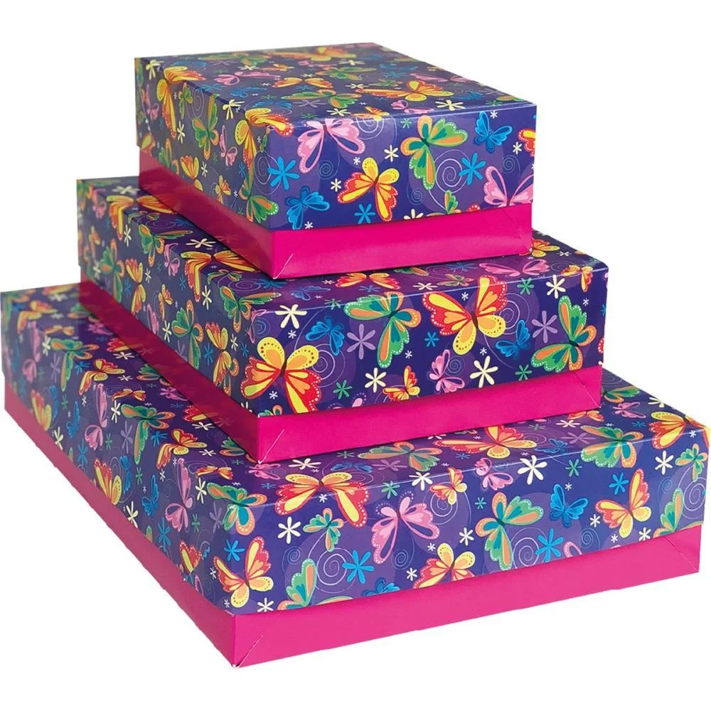 Caixa Para Presente Com Tampa Festas Md 26X19,5X7,5 Sortido Cristina (Pct.c/16) - imagem 2