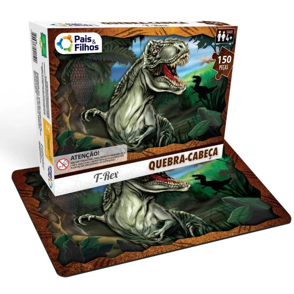 Quebra-Cabeca Cartonado T Rex Premium 150 Pcs Pais E Filhos - imagem 3