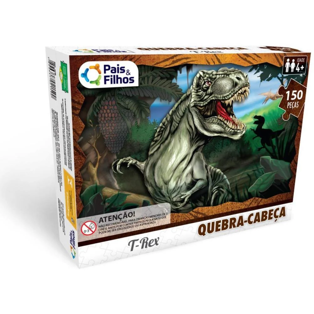 Quebra-Cabeca Cartonado T Rex Premium 150 Pcs Pais E Filhos - imagem 4