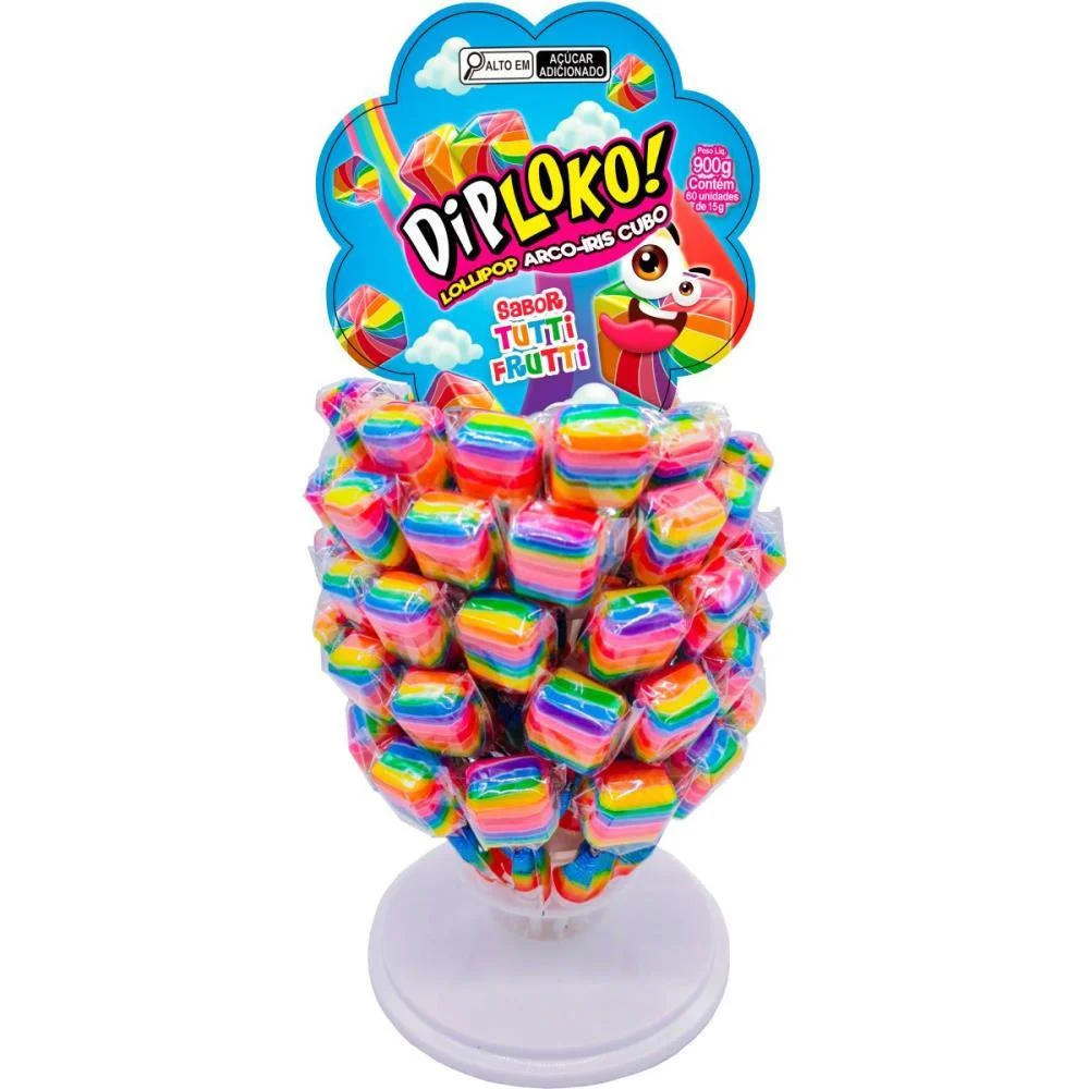 Doce Dip Loko Lollipop Arco-Iris Danilla Foods C/ 60 Unidades - imagem 3