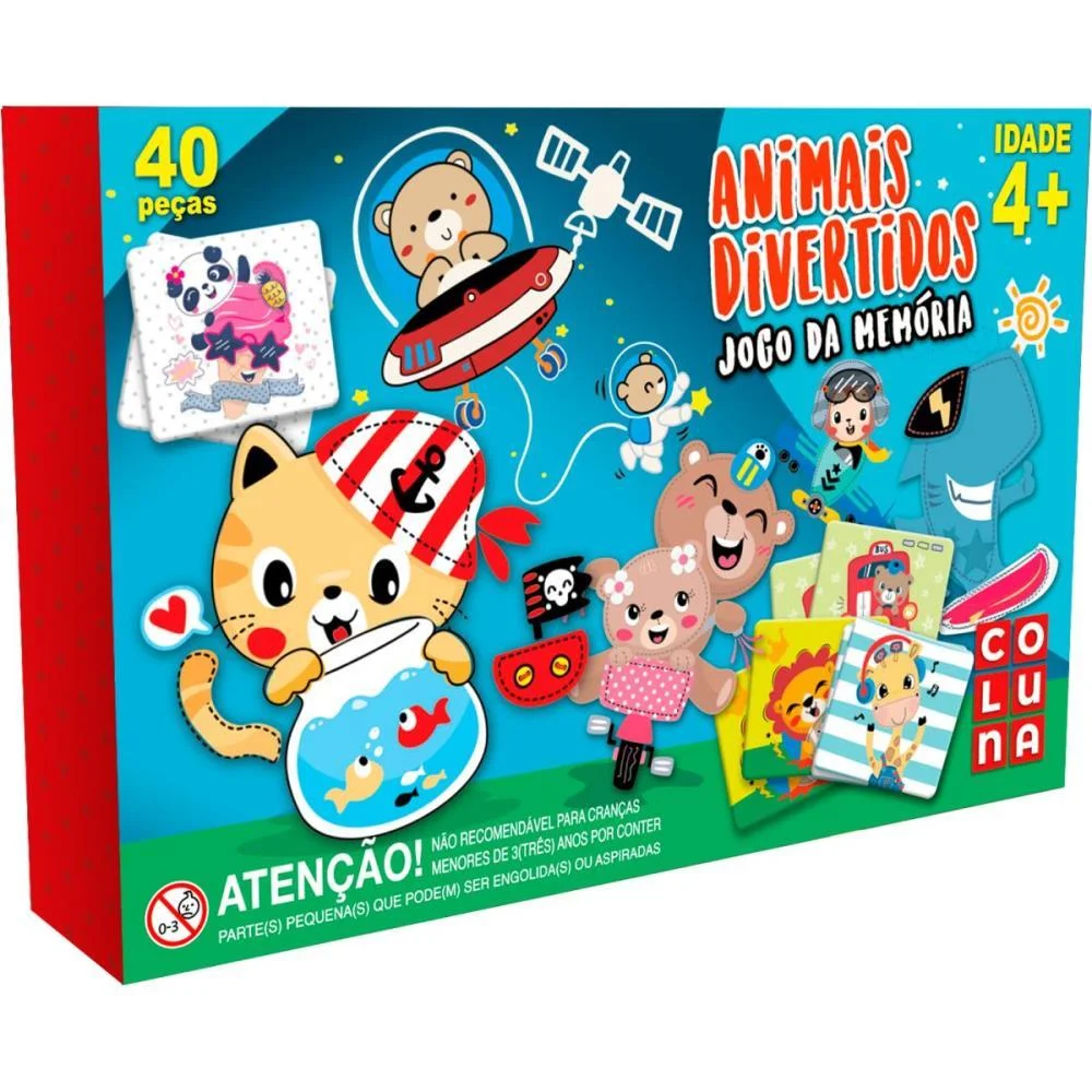 Jogo Da Memoria Animais Divertidos 40 Pecas Coluna - imagem 2