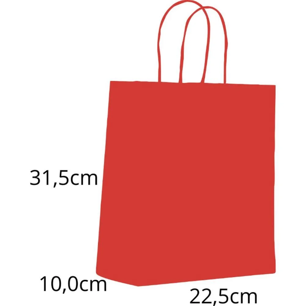 Sacola Para Presente Lisa Vermelho Vivo M 22,5X31,5X10Cm Scrity (Pct.c/10) - imagem 2