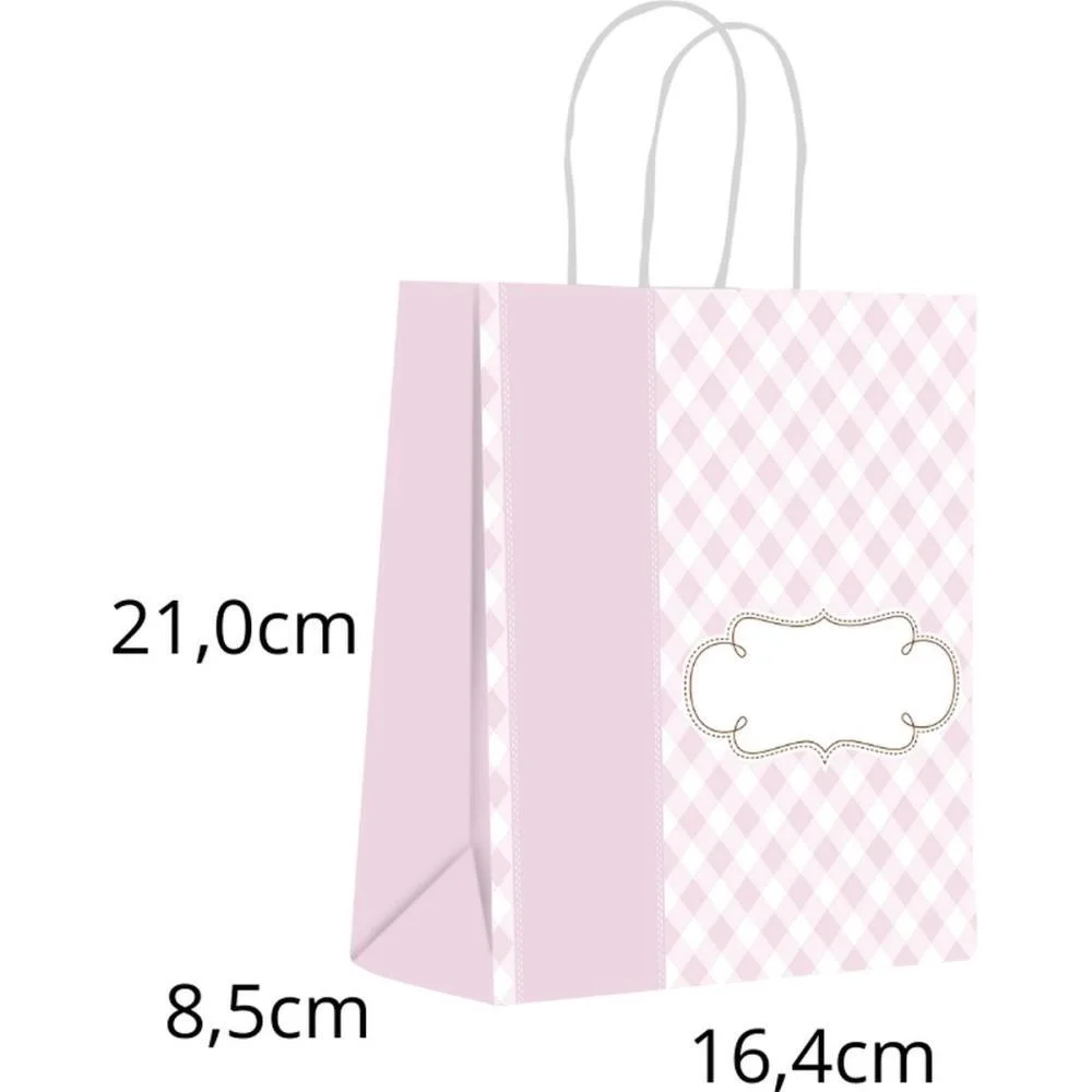 Sacola Para Presente Decorada Baby Rosa P 16,4X21X8,5Cm Scrity (Pct.c/10) - imagem 3