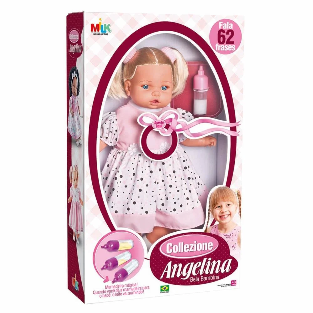 Boneca Com Mecanismo Angelina Loira 62 Frases 48Cm. Milk - imagem 3
