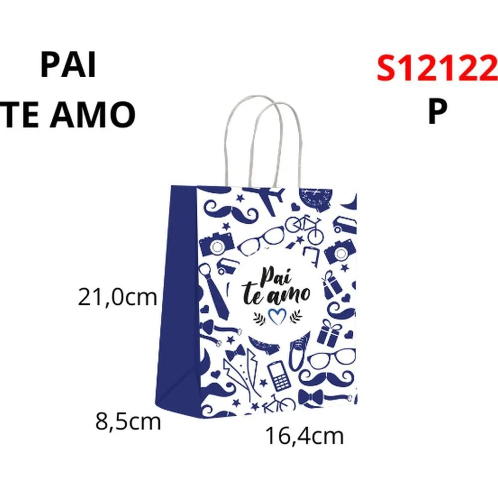 Sacola Para Presente Decorada Pai Te Amo P 16X21X8Cm Scrity (Pct.c/10) - imagem 3