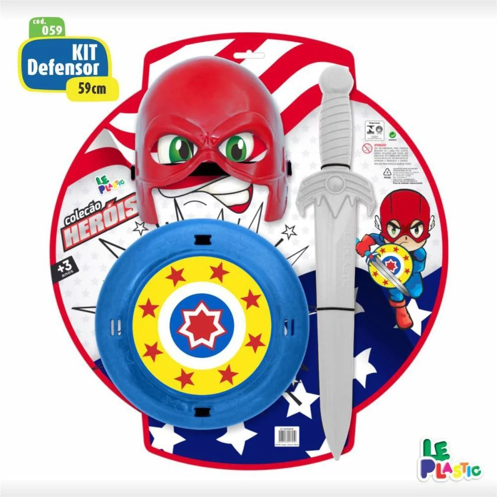 Fantasia Acessorio Herois C/Escudo+Espada+Mascara Leplastic - imagem 3