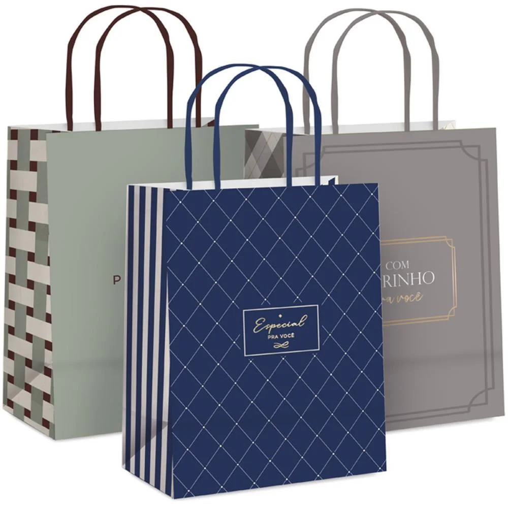 Sacola Para Presente Decorada Casual/Masc. G 32X26,5X13Cm (S Cromus (Pct.c/10) - imagem 2