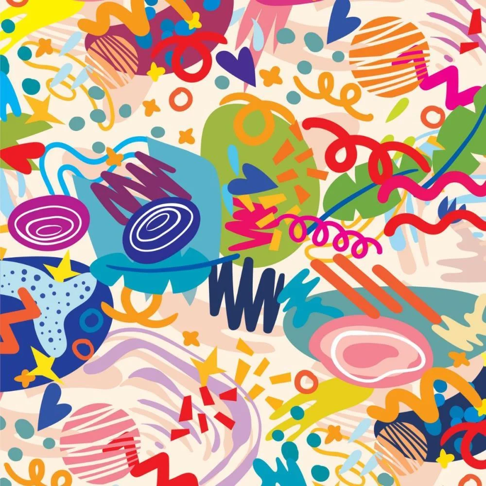 Papel Presente Bobina Couche 60Cm. Mod.333 Rabiscos Colorid Gessele (Bo-100Mts) - imagem 2