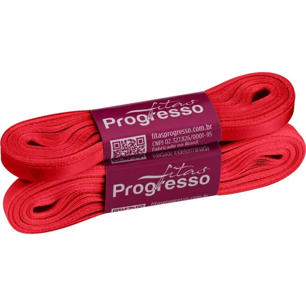 Fita De Cetim 07Mm 10M. Vermelho Cereja 2084 Fitas Progresso - imagem 2