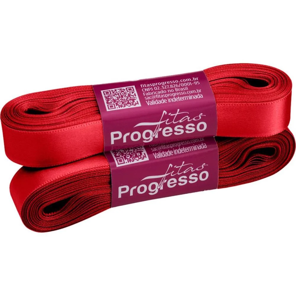 Fita De Cetim 15Mm 10M. Vermelho Cereja 2084 Fitas Progresso - imagem 3