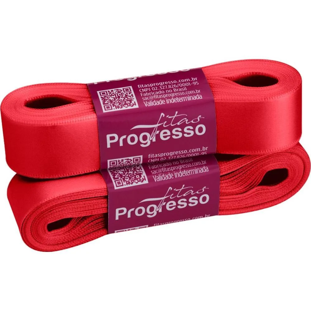 Fita De Cetim 22Mm 10M. Vermelho Cereja 2084 Fitas Progresso - imagem 2