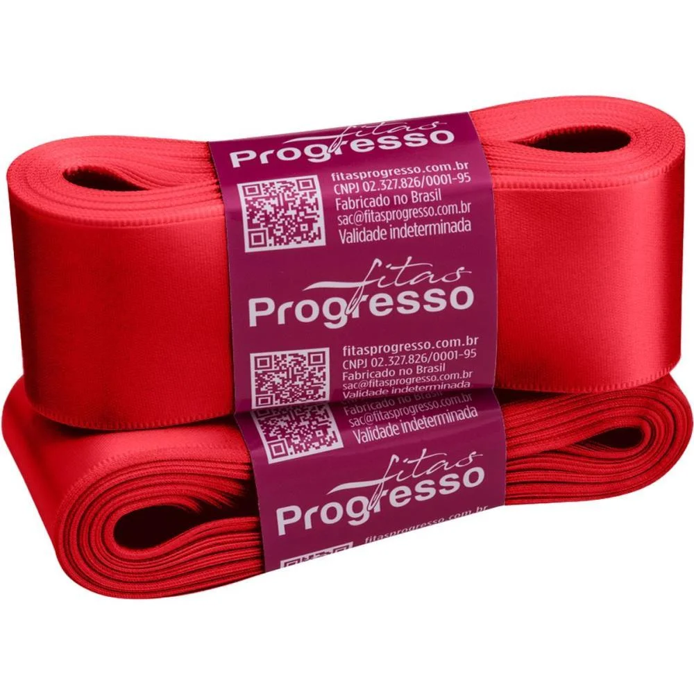 Fita De Cetim 38Mm 10M. Vermelho Cereja 2084 Fitas Progresso - imagem 3