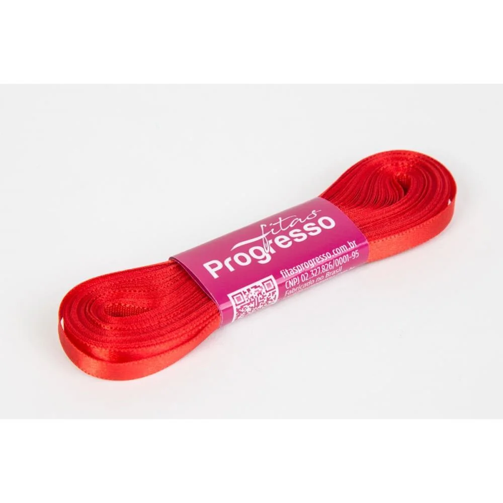 Fita De Cetim 07Mm 10M. Vermelho Tomate 1354 Fitas Progresso - imagem 2