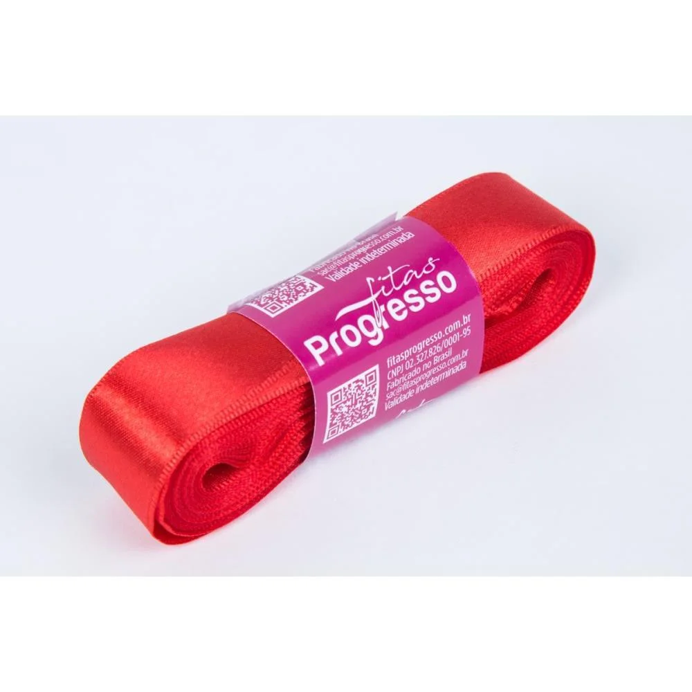 Fita De Cetim 22Mm 50M. Vermelho Tomate 1354 Fitas Progresso (Rolo) - imagem 3