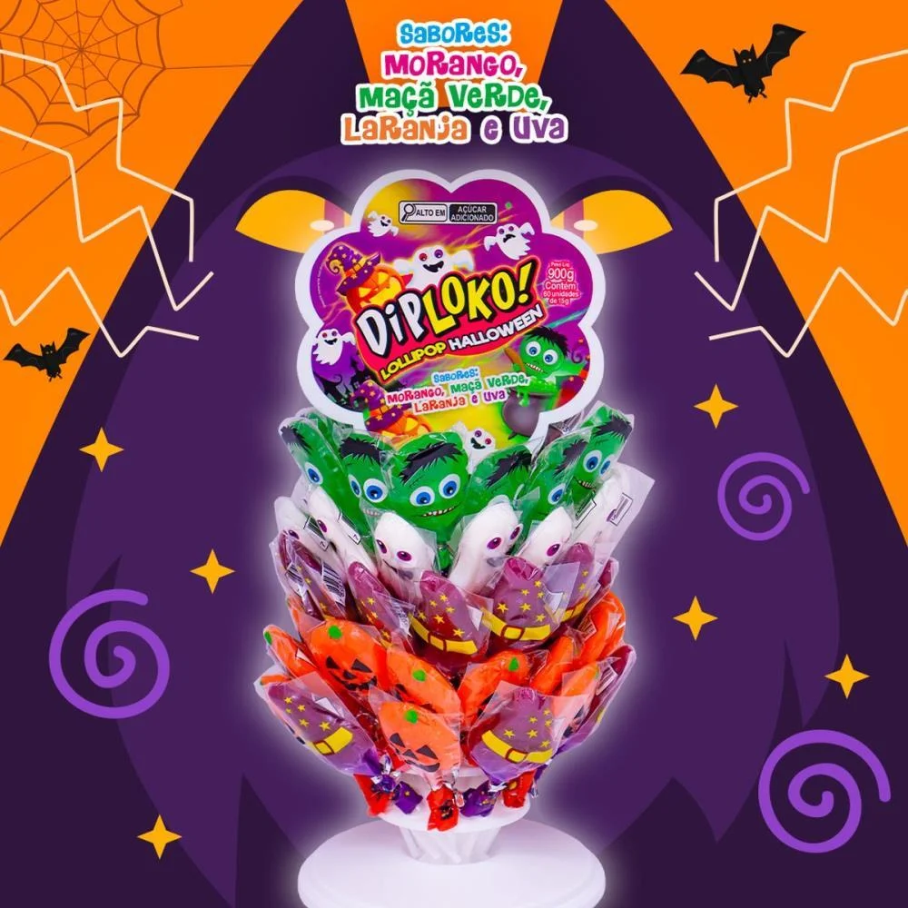 Doce Dip Loko Lollipop Halloween Danilla Foods C/ 60 Unidades - imagem 3