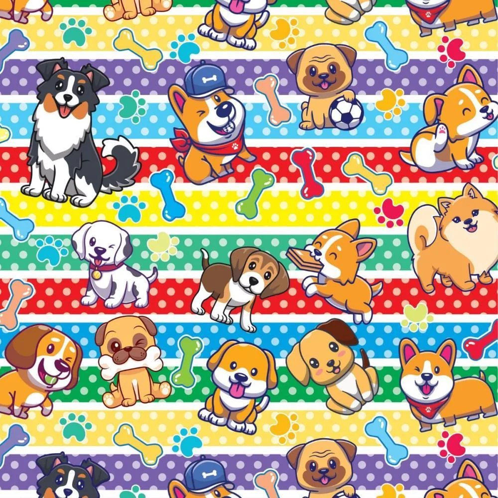 Papel Presente Bobina Couche 60Cm. Mod.125 Cachorrinhos Gessele (Bo-100Mts) - imagem 2
