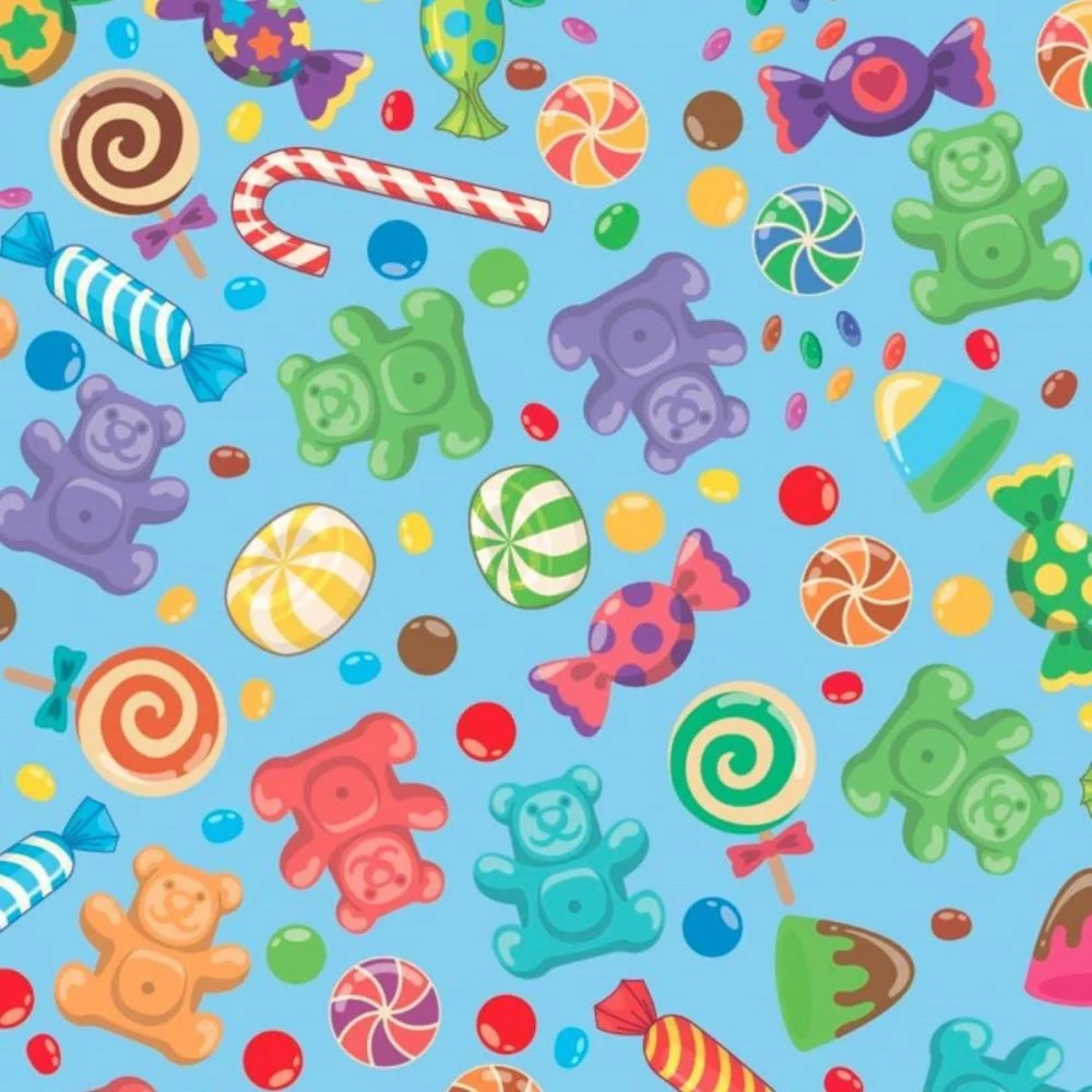 Papel Presente Bobina Couche 60Cm. Mod.199 Doces E Pirulito Gessele (Bo-100Mts) - imagem 2